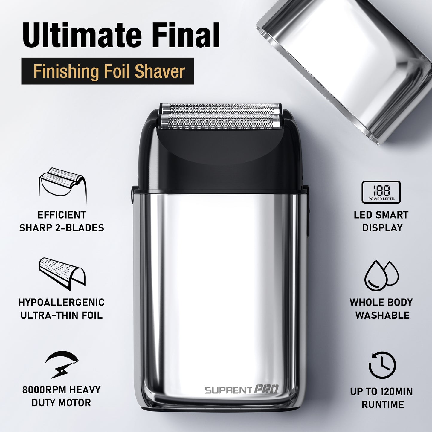 SUPRENT Professional Double Foil Shaver for Barbers, FS255SX